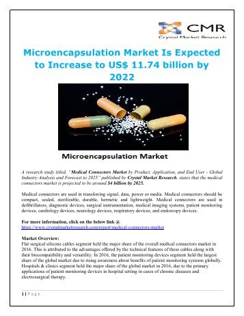 Microencapsulation Market Is Expected to Increase to US$ 11.74 billion by 2022