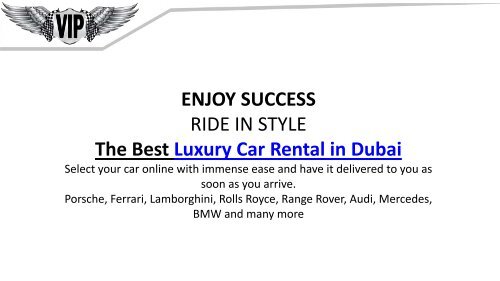 The Best Luxury Car Rental in Dubai