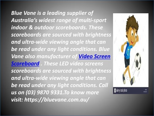 Video Screen Scoreboard from Blue Vane, Ringwood, VIC