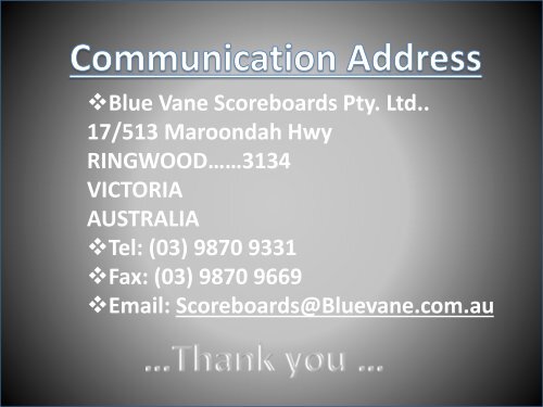 Video Screen Scoreboard from Blue Vane, Ringwood, VIC