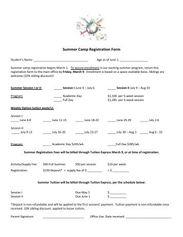 Summer Registration Form 2018