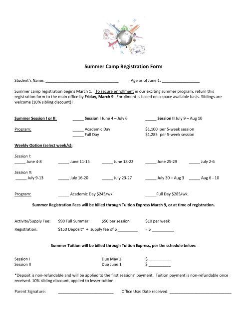 Summer Registration Form 2018