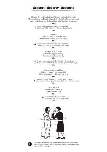  Dessert menu