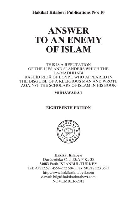 Answer to an Enemy of Islam