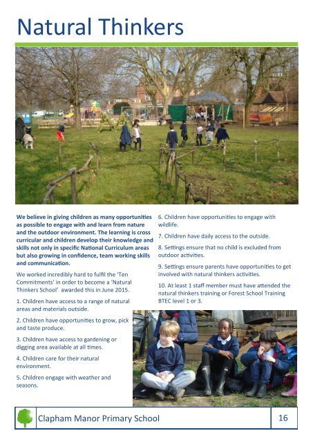 Clapham Manor Primary School Prospectus