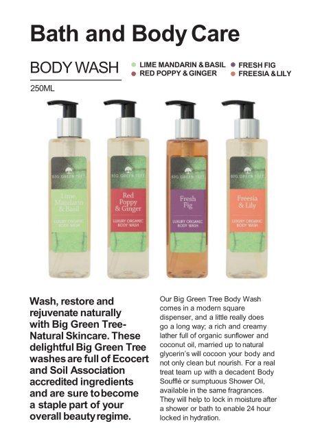 Big Green Tree Natural Skincare product brochure - March 2018