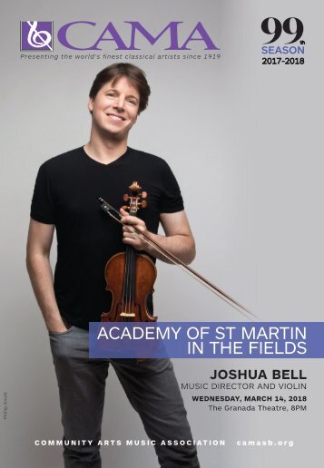 CAMA presents Academy of St Martin in the Fields with Joshua Bell / Wednesday, March 14, 2018, International Series at The Granada Theatre, 8:00 PM