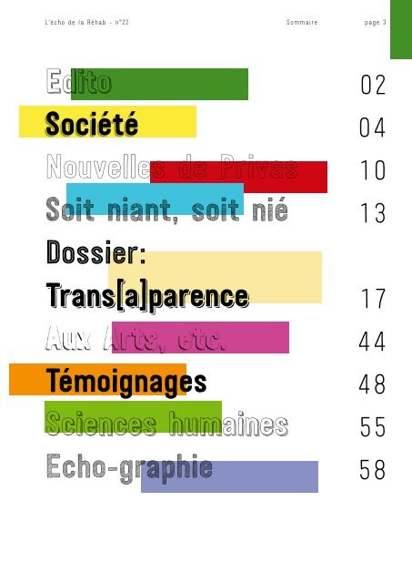 Echo de la Réhab - N°22 - Trans[a]parence - Mars 2018