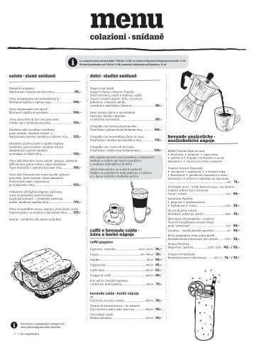 Menu colazione / snídaně