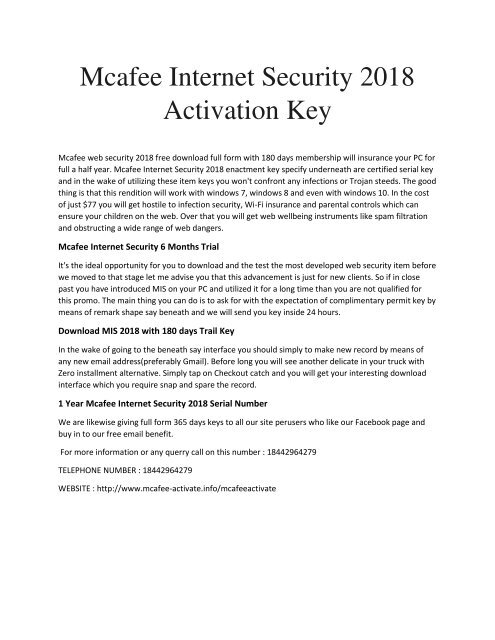 Mcafee Livesafe 25 Digit Activation Code Free 2018
