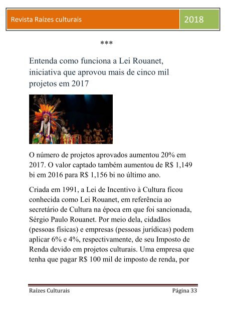 Revista Raizes culturais março 2018