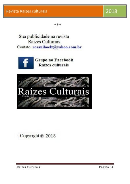 Revista Raizes culturais março 2018