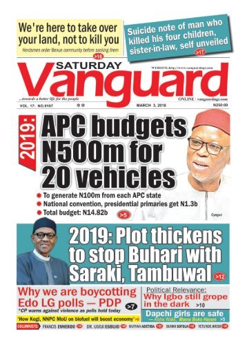 03032018 - APC budgets N500m for 20 vehicles