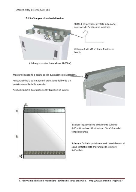 MANUALE USO E INSTALLAZIONE ENSY AHU 200 H - V (