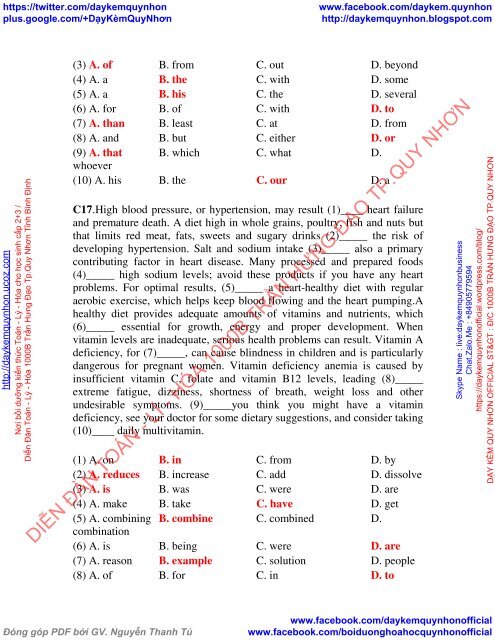 ĐÁP ÁN + GIẢI CHI TIẾT ĐỀ CƯƠNG ÔN THI TIẾNG ANH CÔNG CHỨC TỈNH QUẢNG NGÃI LẦN 2 NĂM 2017