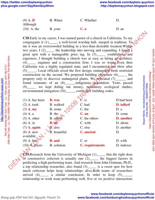 ĐÁP ÁN + GIẢI CHI TIẾT ĐỀ CƯƠNG ÔN THI TIẾNG ANH CÔNG CHỨC TỈNH QUẢNG NGÃI LẦN 2 NĂM 2017