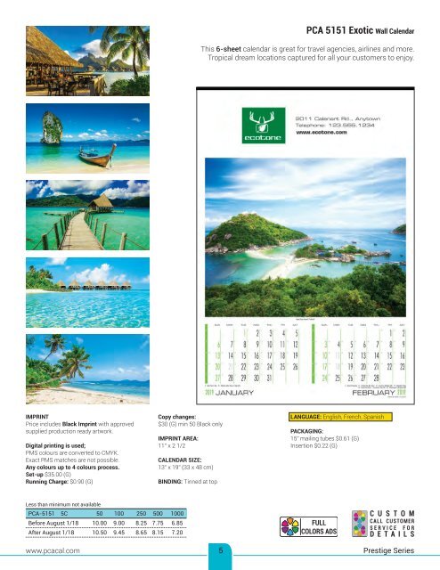 PCA Calendar