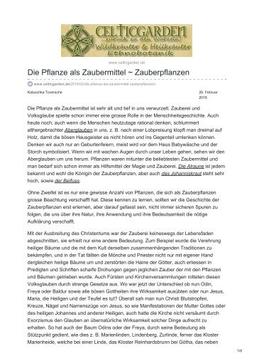 Die Pflanze als Zaubermittel  Zauberpflanzen