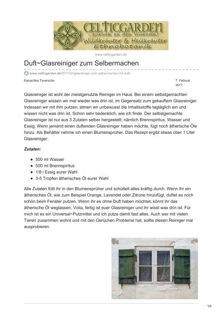 DuftGlasreiniger zum Selbermachen