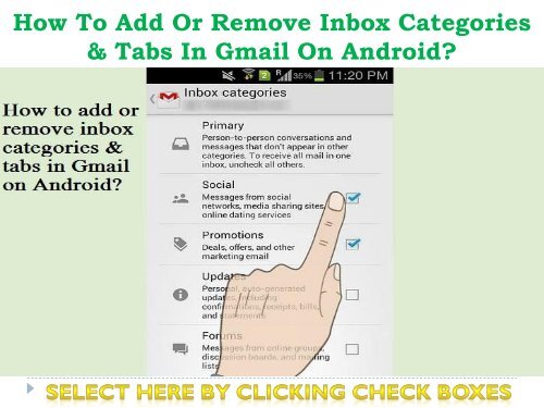How to add or remove inbox categories &amp; tabs in Gmail on Android?