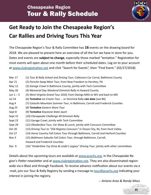 PCA Chesapeake Region Patter - March 2018