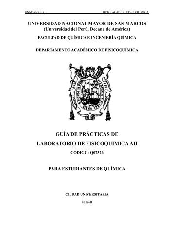 GUIA DE PRACTICAS DE LABORATORIO DE FISCIOQUIMICA AVANZADA II-2017