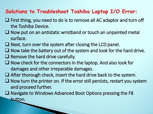 Fix Toshiba Laptop I/O Error? Dial +1-800-256-0160 Helpline
