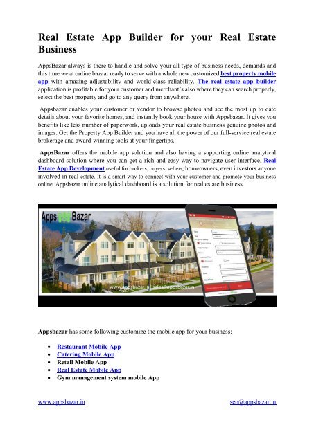 Real Estate App Builder for your Real Estate Business