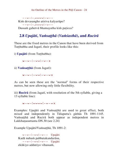 An Outline of the Metres in the Pāḷi Canon