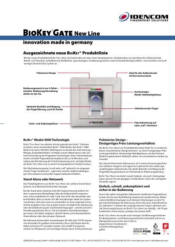 BioKey® Gate New Line Übersicht - Idencom