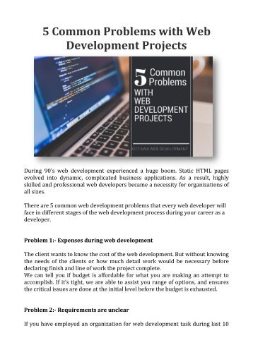 5 Common Problems with Web Development Projects _ Ottawa Web Development