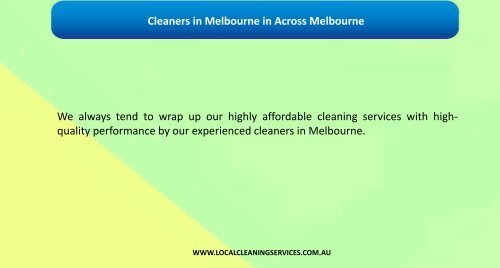 Cleaners in Melbourne in Across Melbourne