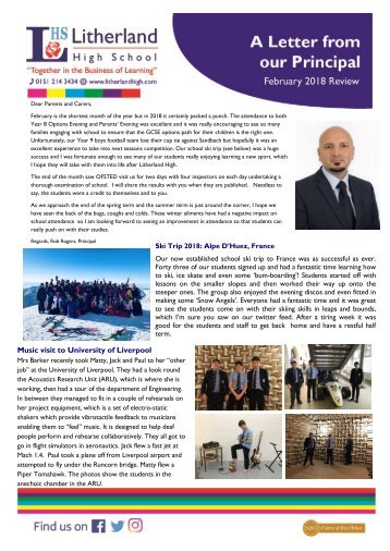 Principal&#039;s Letter February 2018 - DSc