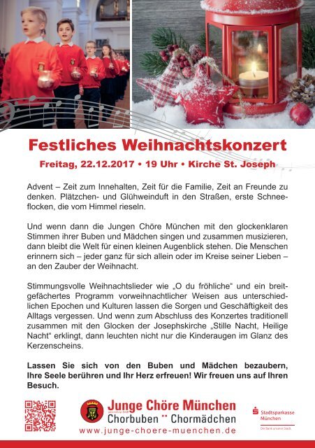 Flyer Weihnachtskonzert 2017 - Junge Chöre München