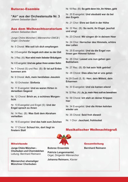 Programmheft Weihnachtskonzert 2017 - Junge Chöre München