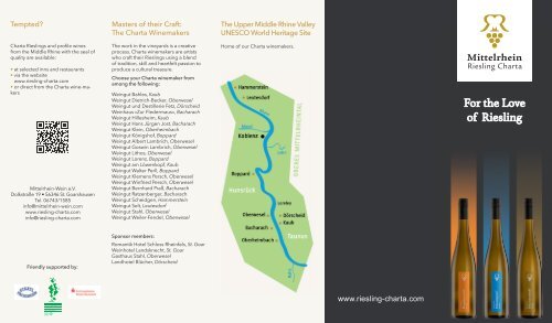 For the Love of the Riesling - Falzflyer - Mittelrhein Riesling Charta