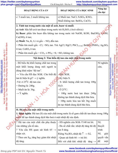 BÀI SOẠN CHỦ ĐỀ DUNG DỊCH HÓA HỌC 8 (POST OF TRIỆU HẢI ĐĂNG) (2018)