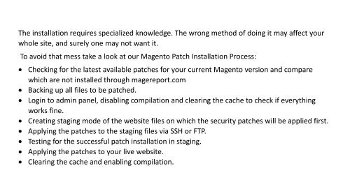 Magento Security Patches Installation