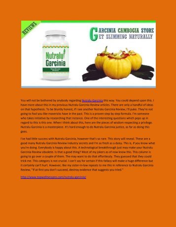 Nutralu Garcinia - Helps Your Body Slim Down