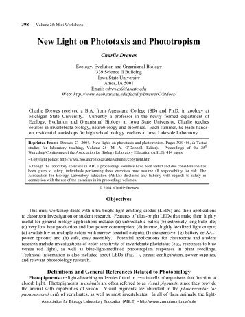 New Light on Phototaxis and Phototropism - Association for Biology ...