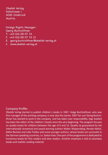 Foreign Rights Catalogue Obelisk 2018