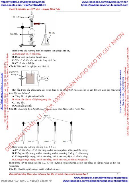 CHUYÊN ĐỀ 13 PHƯƠNG PHÁP TRẢ LỜI NHANH CÂU HỎI VỀ THÍ NGHIỆM HÓA HỌC VƯỢT VŨ MÔN HÓA HỌC 2017 (TẬP 1) NGUYỄN MINH TUẤN