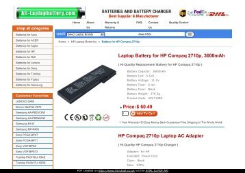 Laptop Battery for HP Compaq 2710p