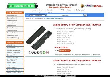 Laptop Battery for HP Compaq 6530b