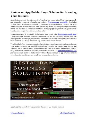 Restaurant App Builder Loyal Solution for Branding Your Business