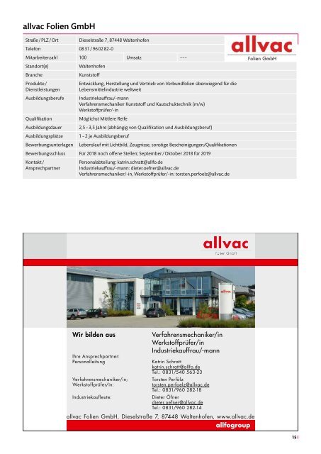 Info-Katalog Allgäuer Lehrstellenbörse 2018