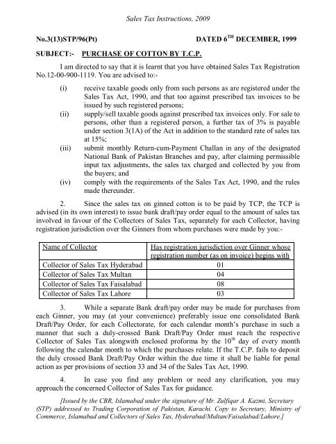 Sales Tax Instructions