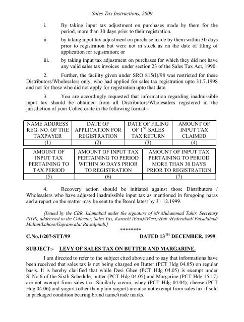 Sales Tax Instructions