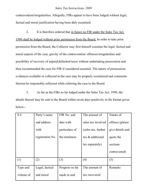 Sales Tax Instructions