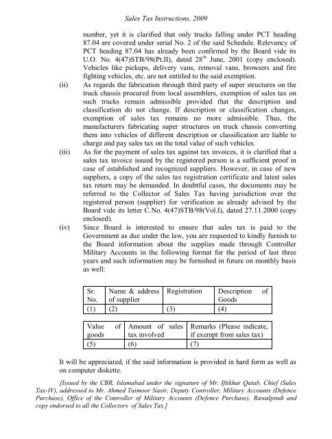 Sales Tax Instructions